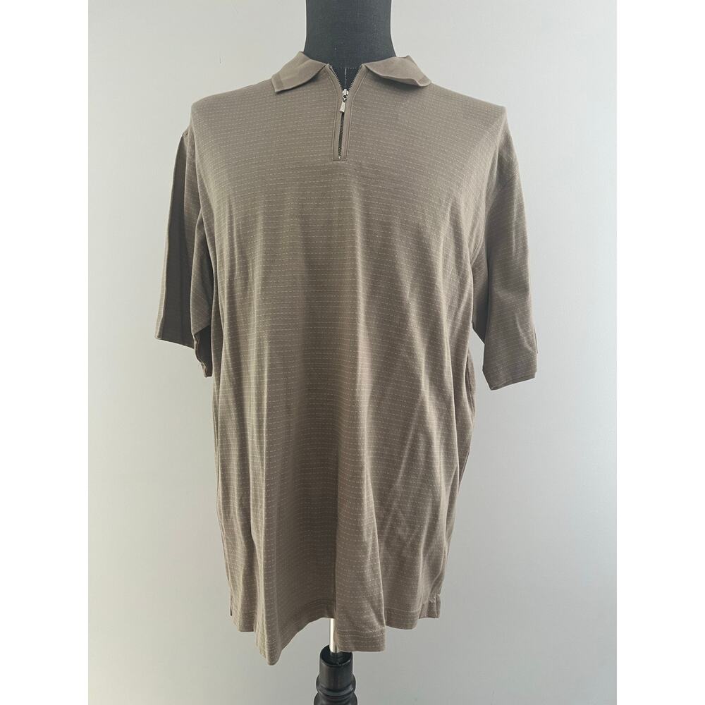 Vintage Cezani Short Sleeve Gold Polo Shirt 1/4 Zip Cotton Size Large SG